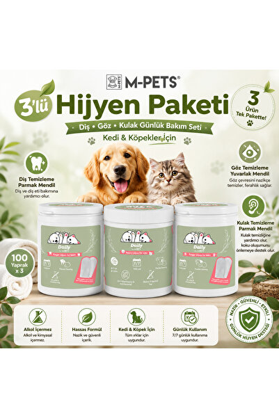 M-PETS ELAR 3'LÜ HİJYEN PAKETİ