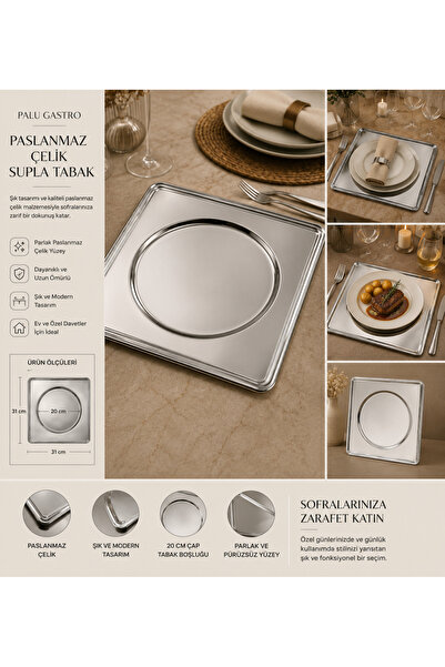 PALU GASTRO Stainless Steel Square Plate – for Modern and Elegant Tables