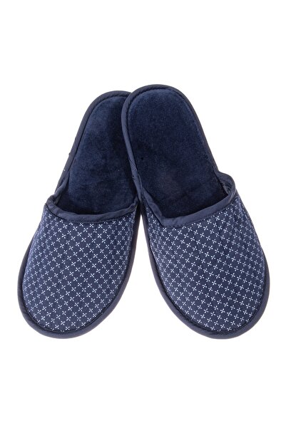 Amaryllis Slippers Ανδρική βαμβακερή παντόφλα σπιτιού από μπλε βελούδο, ελλην...
