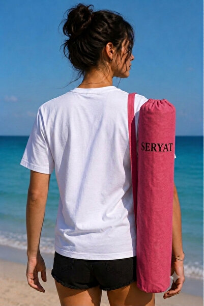 Sertil 1 Adet Pembe Lüks Plaj Hasırı (150 x 75 cm) Konforlu Deniz ve Piknik Ma