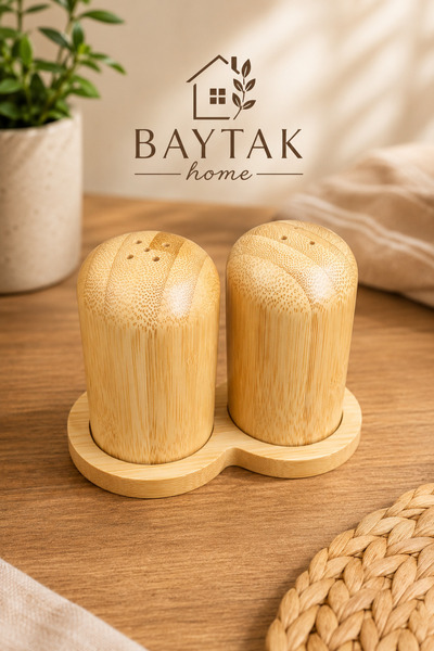 BAYTAK HOME Set of 2 Bamboo Spice Holders