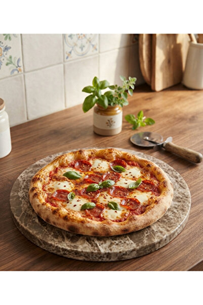 İNCEİSDESİGN Emprador Gerçek Mermer Kek / Pizza Sunum Servis Tabağı 31 cm
