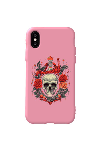 Other Apple iPhone Xs Max Flower head Pink Colored Silicone TPU Θήκη