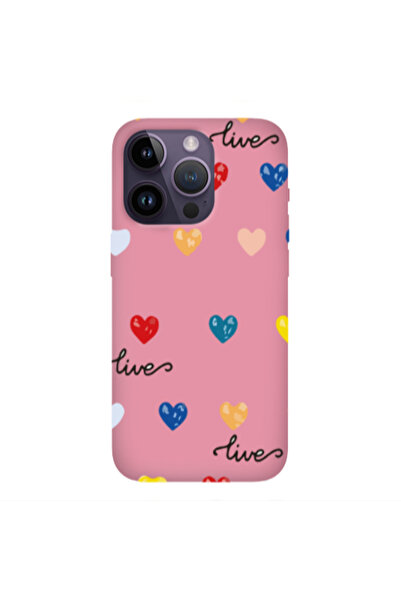 Other Apple iPhone 14 Pro Max Heart Lives Pink Colored Silicone TPU Θήκη