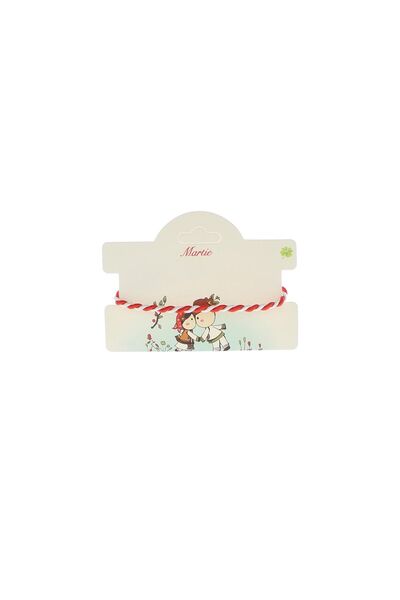 ButicCochet Brățară Spring, Buticcochet, din material textil, 18 cm, Alb cu R...