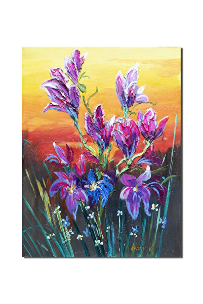 artnova Ръчно рисувана картина на ириси, 40x30 см, акрил върху платно с релеф...