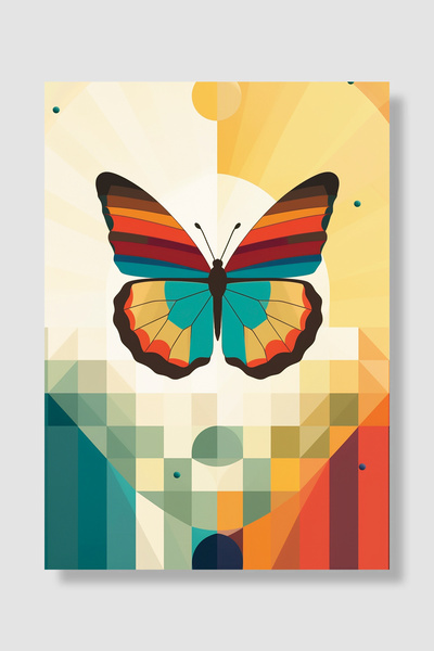 Luna Marissa Poster cu fluturi, retro, geometric, colorat, mozaic, fundal cu ...