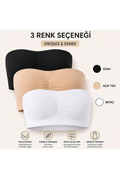 AV ANZAV 1574 Set of 3 Seamless Padded Strapless Bustier Bra Bandeu