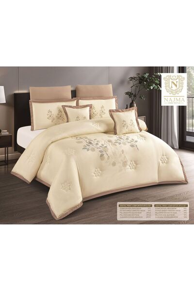 NAJM Embroidered Summer Bedspread - Nefren 7 Pieces - Size 230*250 - Soft Mic...