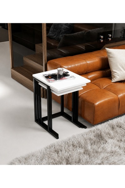 LİON MOBİ LİON TRİO SEHPA 3 LÜ METAL AYAKLI ZİGON SEHPA