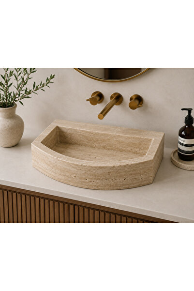 Modestmar Doğal Traverten Tezgâh Üstü Lavabo