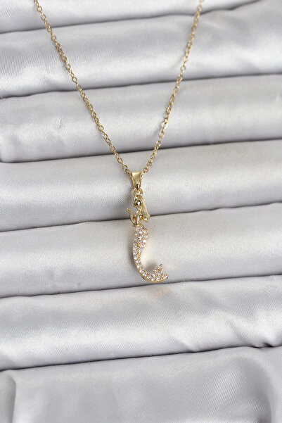 ARMÜZ 316L Steel Chain Gold Color Zircon Stone Mermaid Model Women's Necklace
