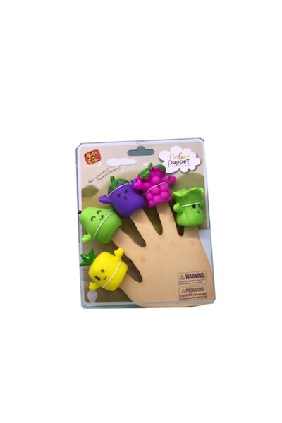 Finger Puppet Комплект от 5 силиконови кукли за пръсти, с плодове и зеленчуци...