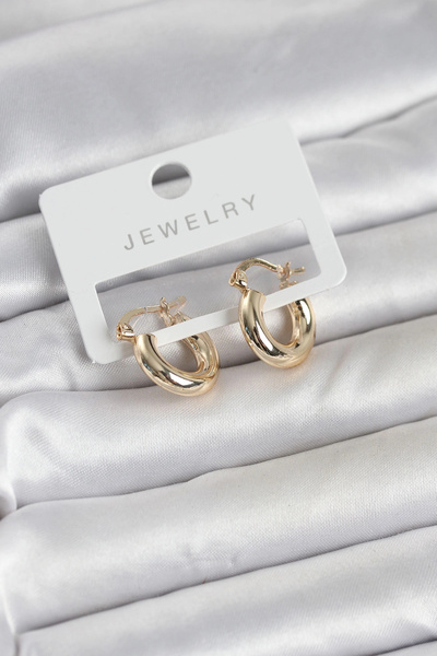 ARMÜZ Gold Color Brass Hoop 15 mm Women's Earrings