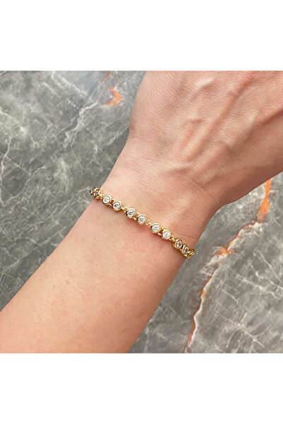 GOX Xuping Thin Gourmet Chain Bracelet with Round Stones in the Middle