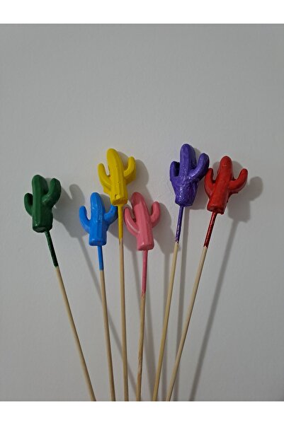 La Decore 6 lı kaktüs renkli saksı süsü