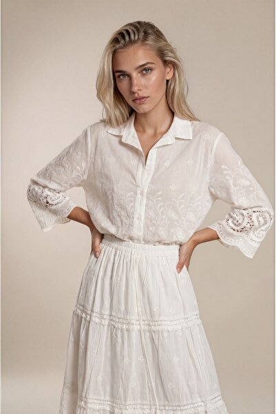 Pulchrani Vintage Cotton Shirt and Layered Maxi Skirt Set