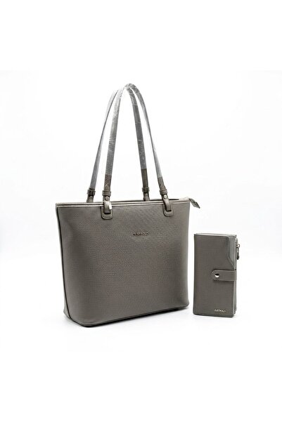 Just Polo 2-Piece Women's Large Size 5-Compartment Shoulder Bag and Wallet Set