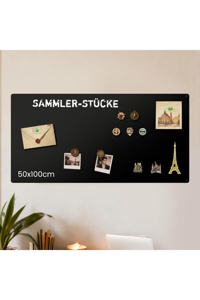 Panel Tablă magnetică Qiytecno neagră mată 50x100 cm, panou foto și magnet pe...