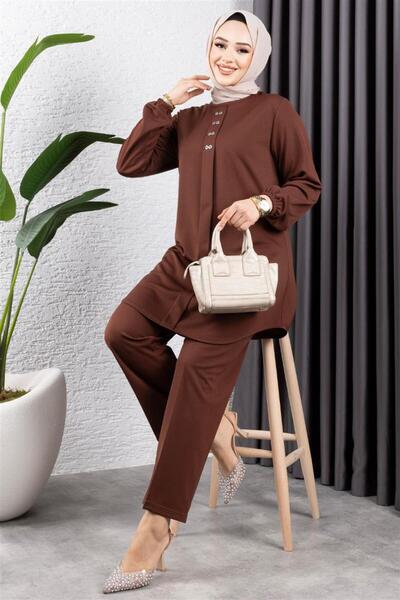 Generic Brand Front-Patched Crepe Suit Brown