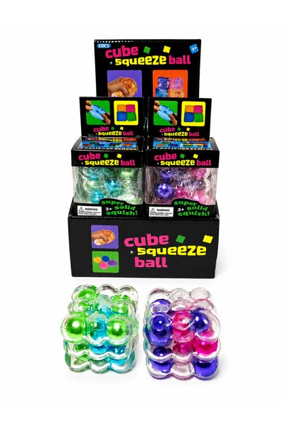Squishy Jucărie Antistres Cube Squeeze Ball, Minge Senzorială cu Bile Colorate, Moale și Elastică, 3+ Ani