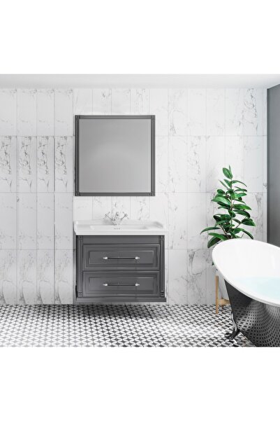 DENKO Albatros 80 cm Albatros Gri Çekmeceli Banyo Dolabı