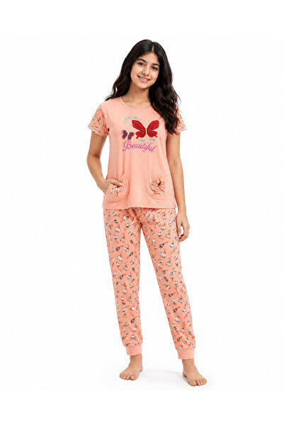 Generic Girls Butterflies Pyjama Set with Long Pants - Pink | Home Sleep,Pock...