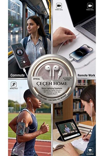 ÇEÇEN HOME EarPods iPhone Girişli Kablolu Kulaklık Kulakiçi Mikrofonlu Telefo...
