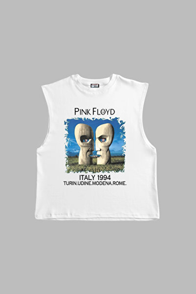 Sekizbiraltı Pink Floyd Printed White Zero Sleeve T-Shirt