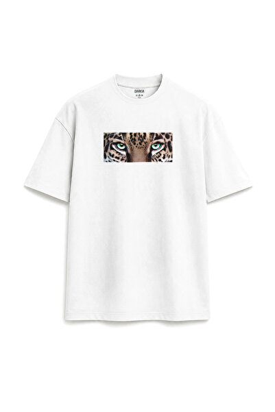 Darkia Leopard Eyes Patterned Special Design Printed Relaxed Fit Unisex White...