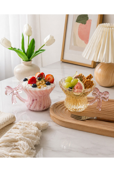 ARVALE 1 Adet 180 ML Fiyonklu Cam Kahve Fincanı – Kulplu Cam Bardak