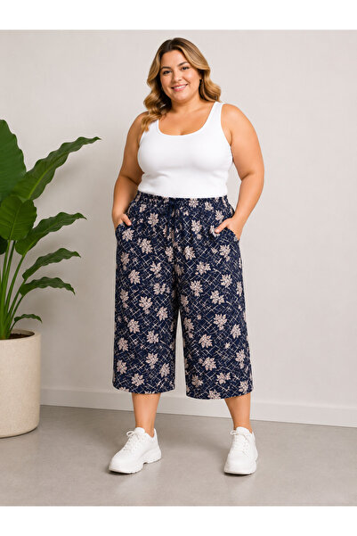 Trendline Women's Oversized Stretch Fabric Viscose Printed Capri Shorts with ...