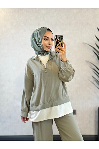 ALANURMODA 22893 Пола с декоративни елементи на подгъва и цип, цвят мента