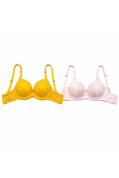 Generic Women's Padded Bra with Lace Detail, Adjustable Straps, 2 Pack-Size 4...