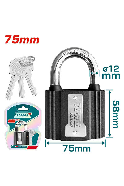 TOTAL قفل حديد رمادي 75mm TLK31751 توتال
