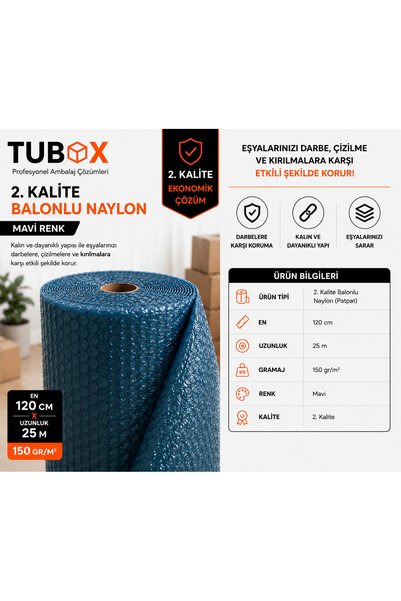 TUBOX Balonlu Pat Pat 150gr Eşya Taşıma Naylonu 120cm x 25m