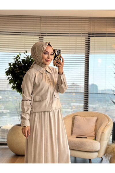 Asil 2618 طقم مارتن كتان بيج