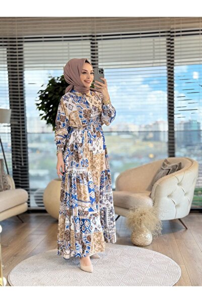 Merwishop Mrw1299 Flower Dress Blue