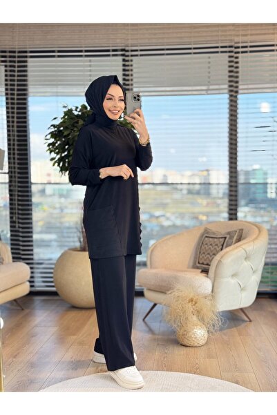 HEAWENİST 9005 طقم جيب شيفون أسود