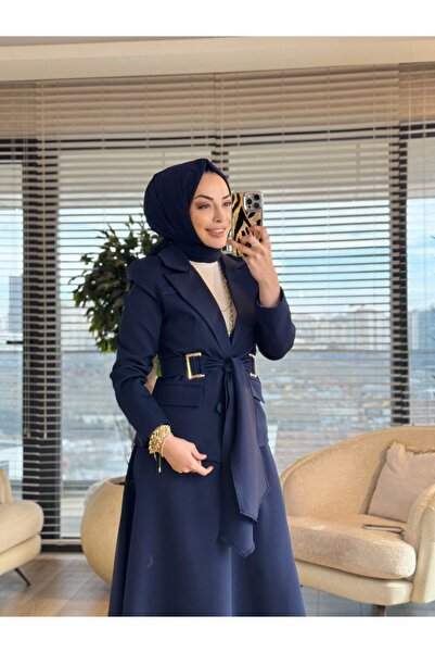 Yuqa 2194 Two-Button Jacket Skirt Suit Navy Blue
