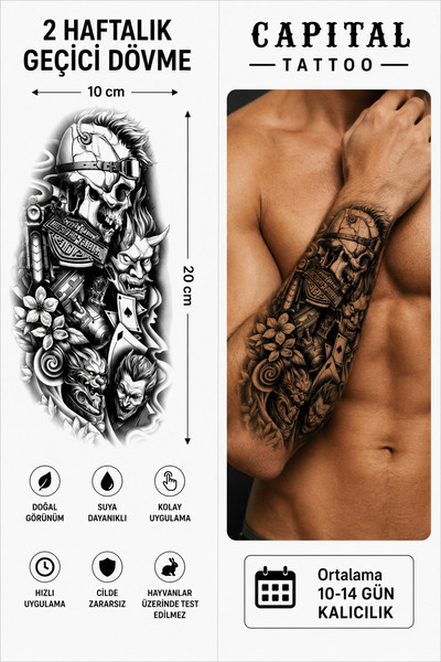 medink tattoo Tattoo Gerçekçi Motor Japon Şeytan Geçici Dövme Tattoo FF-186