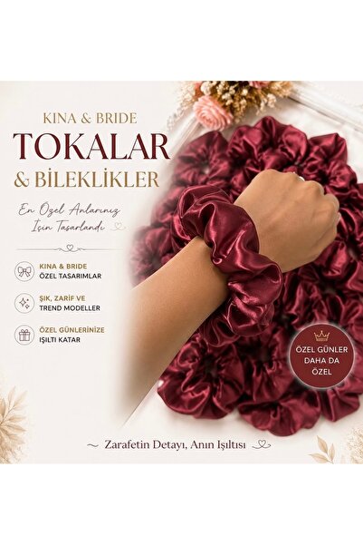 KUZEY AKSESUAR SATEN KUMAŞ BORDO LASTİKLİ TOKA (5 ADET)