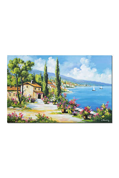 artnova Χειροποίητη γιγάντια ελληνική ζωγραφιά, ηλιόλουστο μεσογειακό τοπίο, ...