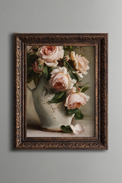 epiqart Elegant Pink Peonies – Vintage Patterned Painting – Thick Model