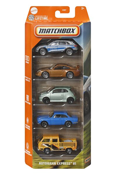 OEM SET MATCHBOX 5 MAȘINI DIE-CAST AUTOBAHN EXPRESS VI SCARA 1:64 - metal