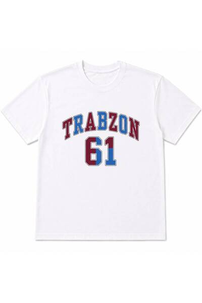 EYMORA Trabzon 61 White Claret Red Blue Printed Unisex T-Shirt – Trabzon City...