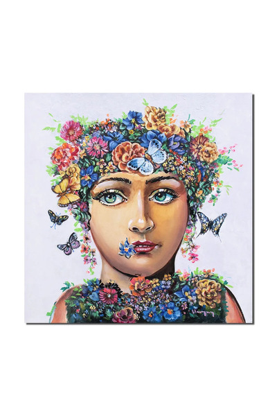 artnova Tablou pictat manual, Zana florilor, 70x70cm pictura ulei pe panza, G...