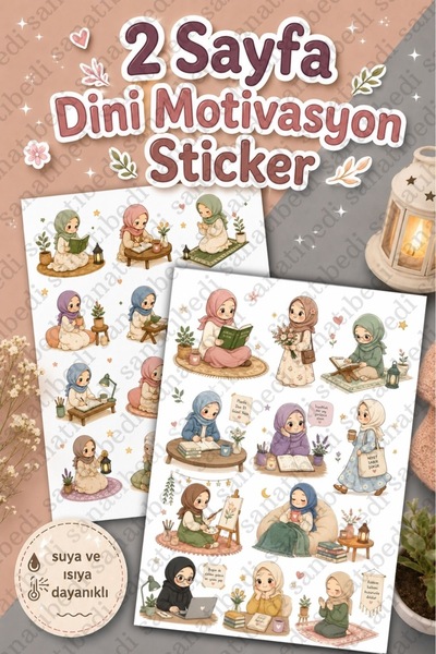 sanatıbedi 2 Sayfa Dini İslami Motivasyon Sticker - Ajanda Laptop Telefon Def...