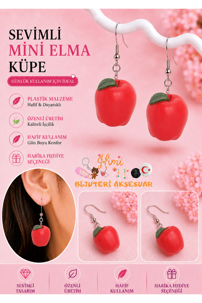 himi bijuteri aksesuar Cheerful Cute Apple Figured Dangle Fruit Earrings Ligh...