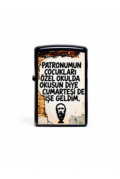 ONRSTORE Baskılı Benzinli Metal Çakmak – Klasik Kapaklı Doldurulabilir Çakmak